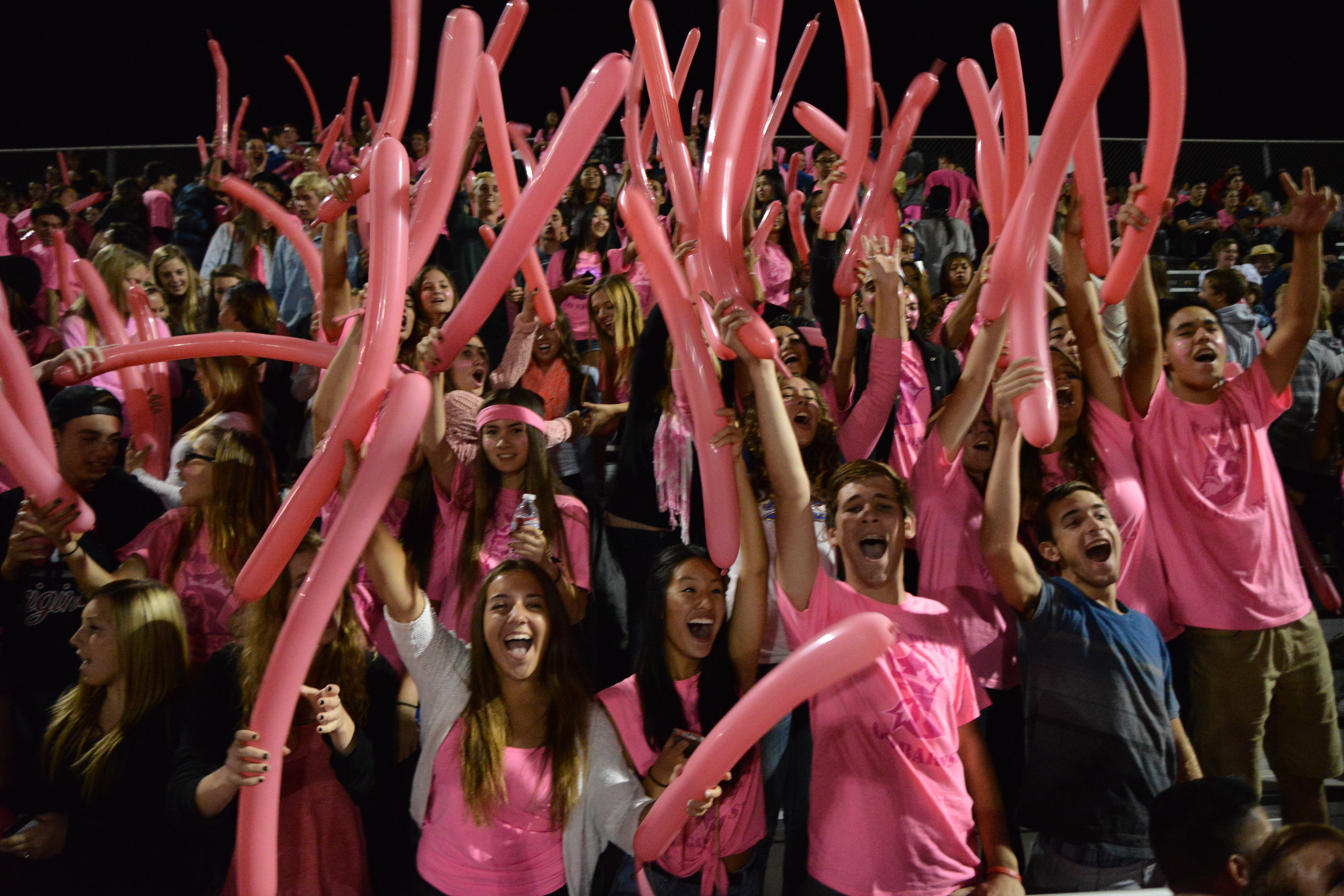 Barons go wild at the Think Pink Game. Photo by Tue Duong