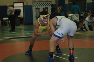 Blake Vasquez ('15) prepares to take down his opponent. Photo courtesy of FVHS wrestling. 
