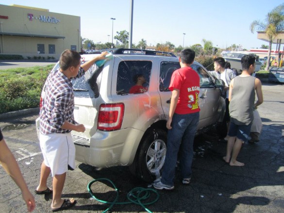 Members of Key Club wash cars at Mobil Gas Station. Photo provided by FVHS Key Club