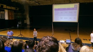 Student Support Psychologist, Cynthia Olaya is prepared to introduce the guest speakers for the night.