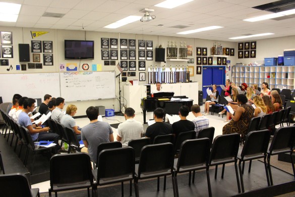 Some Alumni join Mr. Tison at the second rehearsal for the group. photo by Heather Kim 