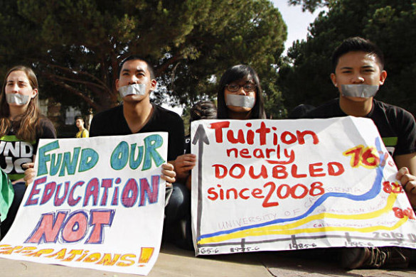 Students protest the decisions made by the UC board. Courtesy of Danny Moloshok