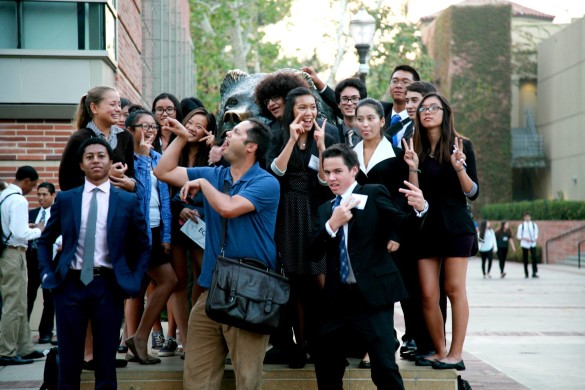 The delegates of the BruinMUN conference are excited to finish their 2 days of competition. Photo by Kristie Hoang, Baron Banner