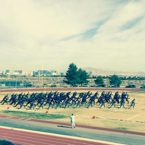 FVRR performs its piece "The Ten Mile Day" with the Strip in the background. PC: FVRR