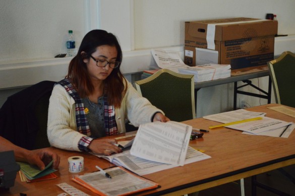 Theresa Nguyen helps with election day working at Los Cab from morning until night. Photo by Mackenzie Hill