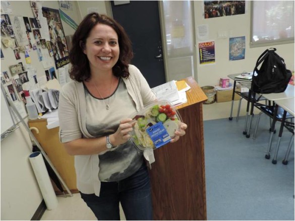 History and psychology teacher Gina Carbone takes on the competitors with her low-calorie luncheon.