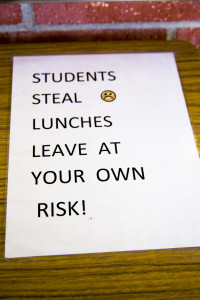Students have voiced their concerns about dropped-off lunches being stolen. Photo by Stacey Hall.