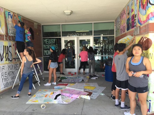 Senate and ASB (Associated Student Body) hanging posters and painting windows for Bell Week. Photo courtesy of @FVASB on Twitter.