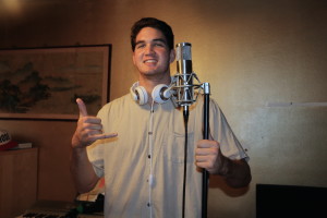 Chris Meyer ('16) with his recording equipment. Photo by Sandra On.