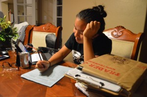 by Christine Cao, staff photographer Ruth Nguyen ('16) stresses over load of homework and projects assigned over Thanksgiving Break.