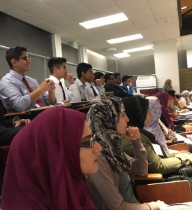 Muslim Students Association sit in the auditorium to attend the introduction event. Photo provided by Mahum Thair ('16).