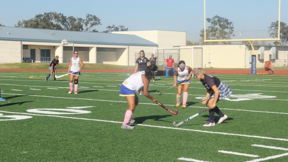 The Lady Barons fiercely defend from offense and attempt to score before halftime. Photo courtesy of William Luong. 
