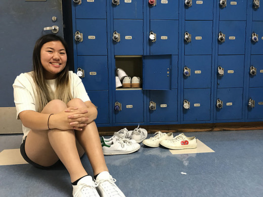 Kelly Nguyen ('19) shows off her unhealthy "interest" in white shoes.