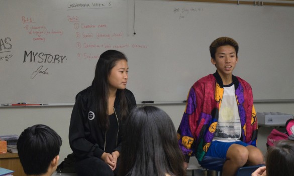 Johnathan Tsai ('19) explains the premise of the new Mental Illness Awareness Club. Photo by Jake Winkle 