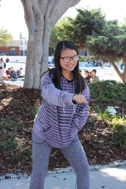 Britney Pham ('19) whips her way through her everyday conversations. Photo by Ivy Duong